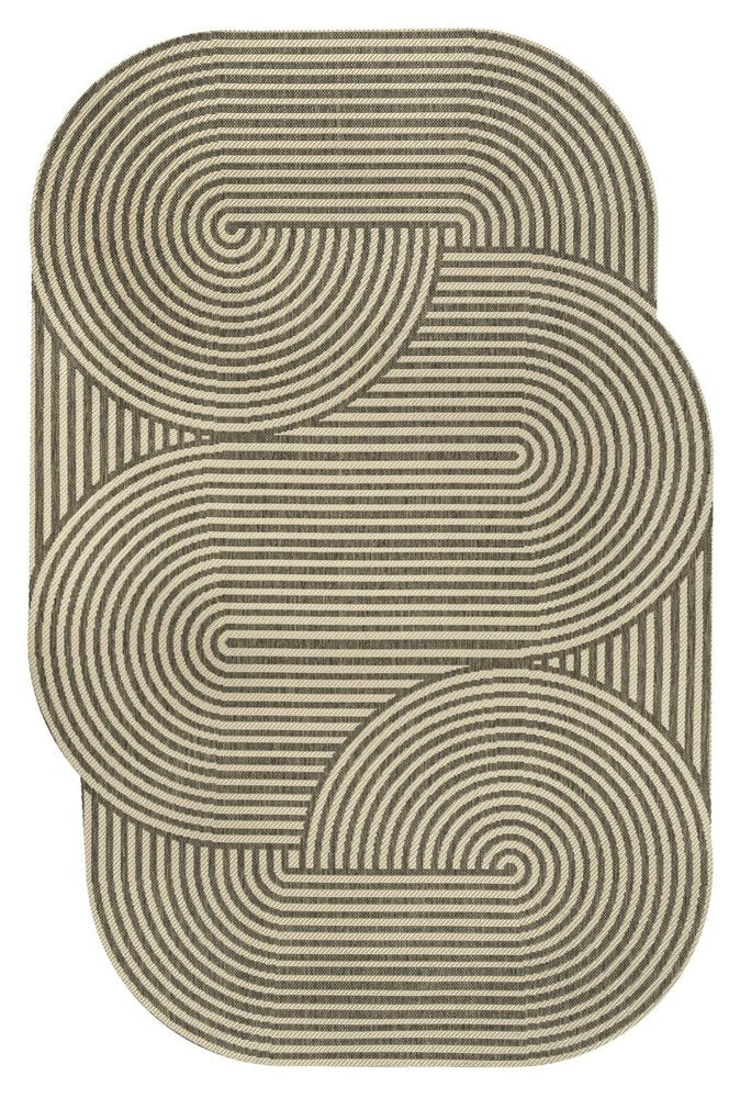 6' X 9' Beige And Brown Abstract Indoor Outdoor Area Rug — view 1