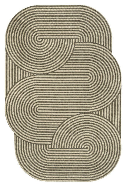 6' X 9' Beige And Brown Abstract Indoor Outdoor Area Rug HomeRoots
