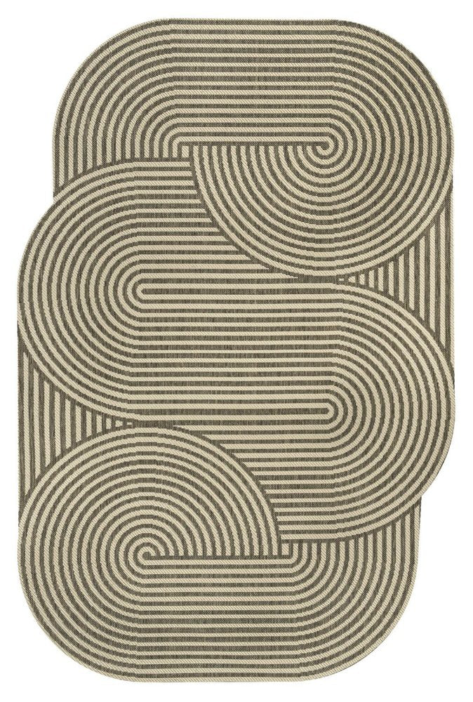 8' X 10' Beige And Brown Abstract Indoor Outdoor Area Rug — view 3