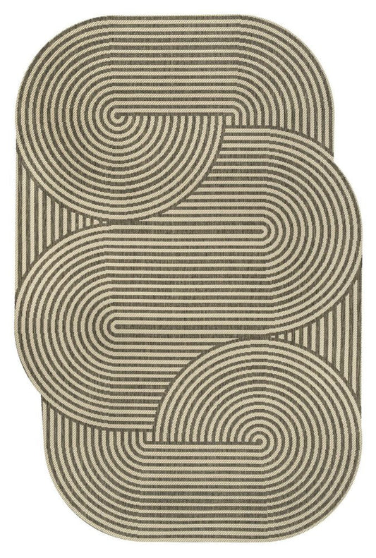 8' X 10' Beige And Brown Abstract Indoor Outdoor Area Rug