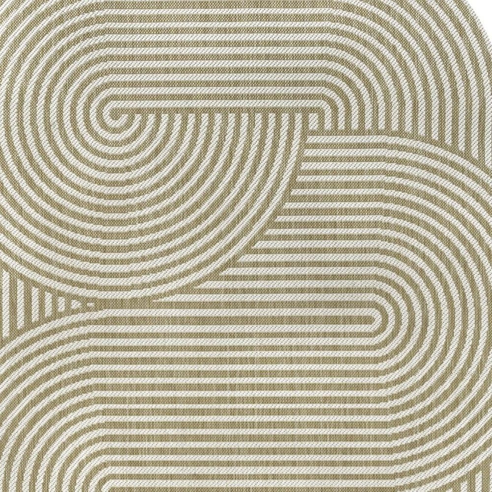 4' X 6' Cream And Natural Abstract Indoor Outdoor Area Rug