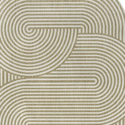 4' X 6' Cream And Natural Abstract Indoor Outdoor Area Rug