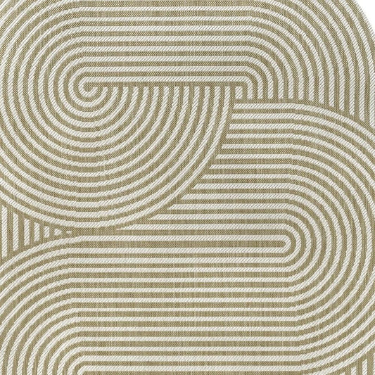 4' X 6' Cream And Natural Abstract Indoor Outdoor Area Rug