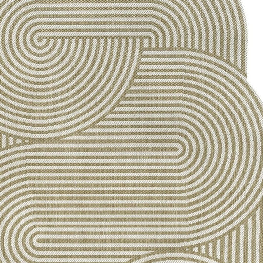 5' X 8' Cream And Natural Abstract Indoor Outdoor Area Rug