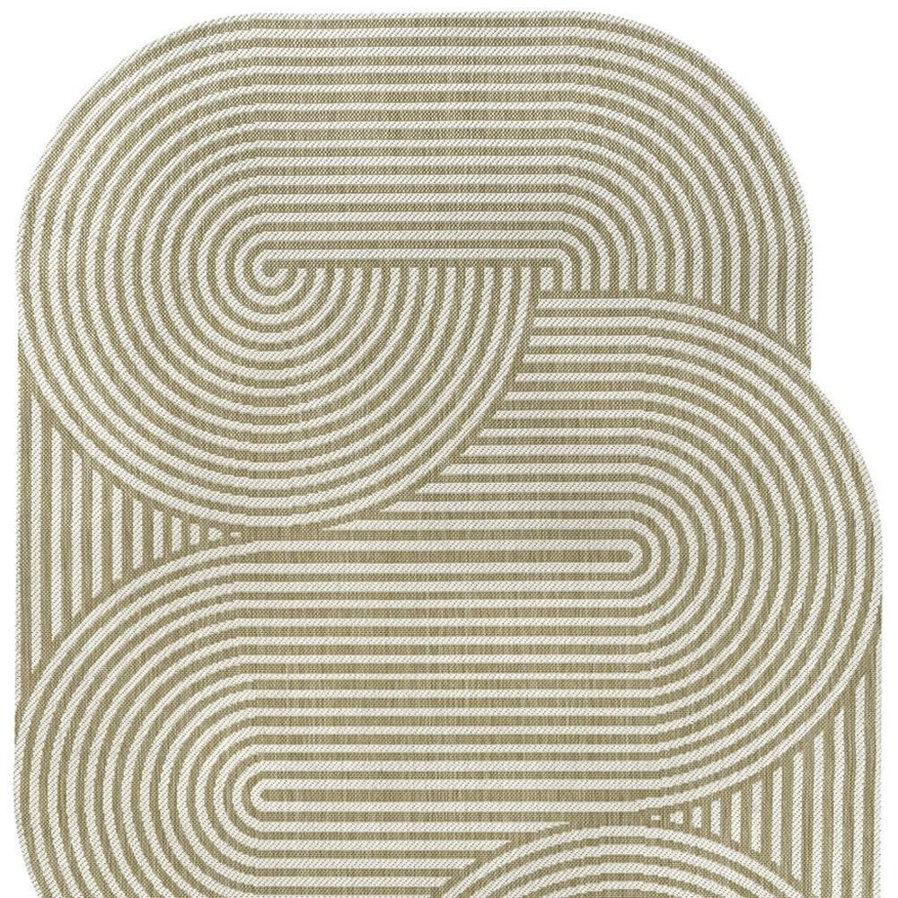 5' X 8' Cream And Natural Abstract Indoor Outdoor Area Rug — view 3