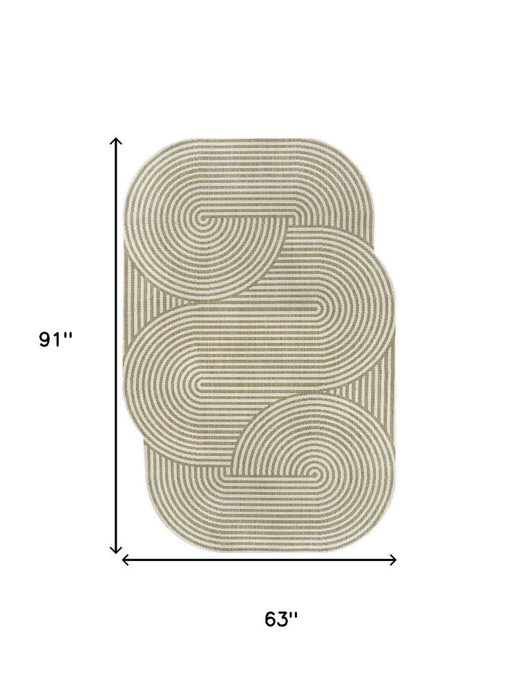 5' X 8' Cream And Natural Abstract Indoor Outdoor Area Rug HomeRoots