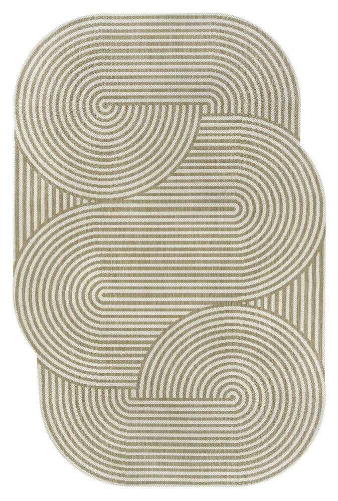 5' X 8' Cream And Natural Abstract Indoor Outdoor Area Rug — view 1