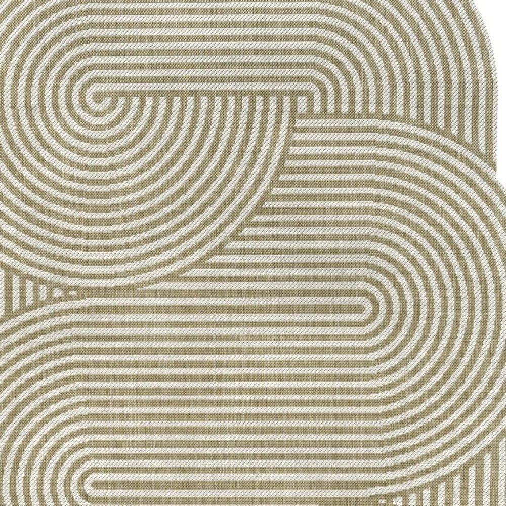 6' X 9' Cream And Natural Abstract Indoor Outdoor Area Rug