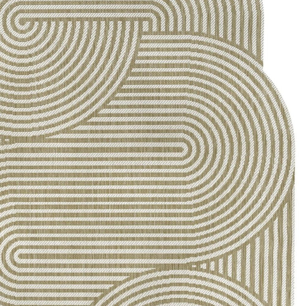 9' X 12' Cream And Natural Abstract Indoor Outdoor Area Rug — view 2