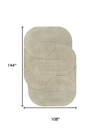 9' X 12' Cream And Natural Abstract Indoor Outdoor Area Rug HomeRoots