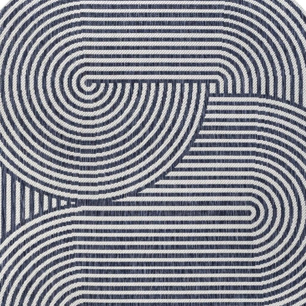 4' X 6' Cream And Navy Blue Abstract Indoor Outdoor Area Rug — view 2