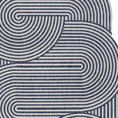 9' X 12' Cream And Navy Blue Abstract Indoor Outdoor Area Rug HomeRoots