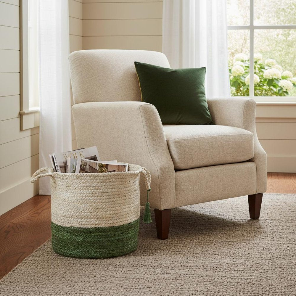 19" White Nesting Jute Basket HomeRoots