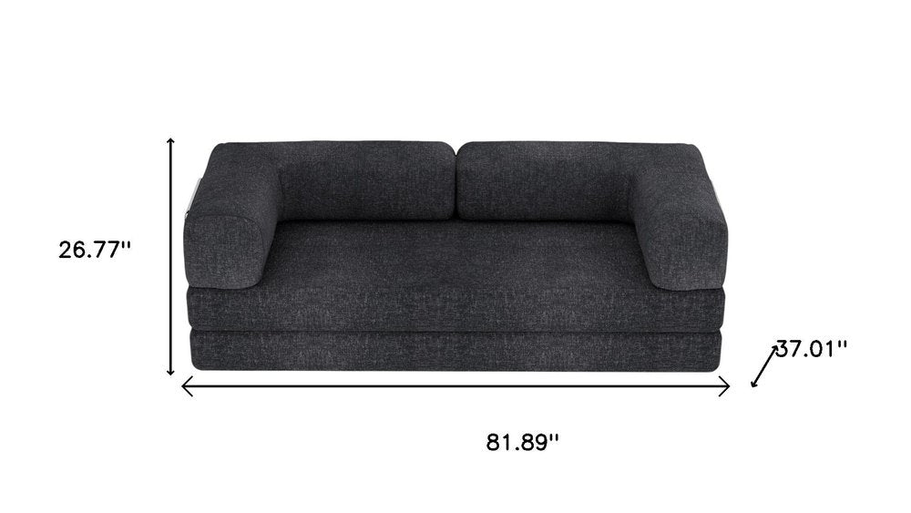 82" Gray Chenille Convertible Futon Sleeper Sofa HomeRoots