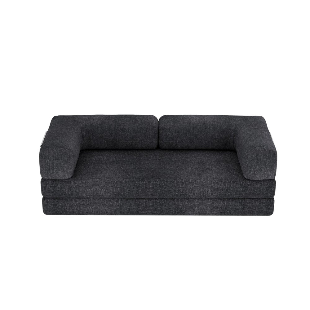 82" Gray Chenille Convertible Futon Sleeper Sofa HomeRoots
