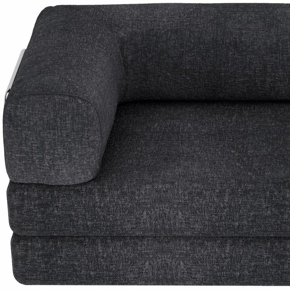 82" Gray Chenille Convertible Futon Sleeper Sofa HomeRoots