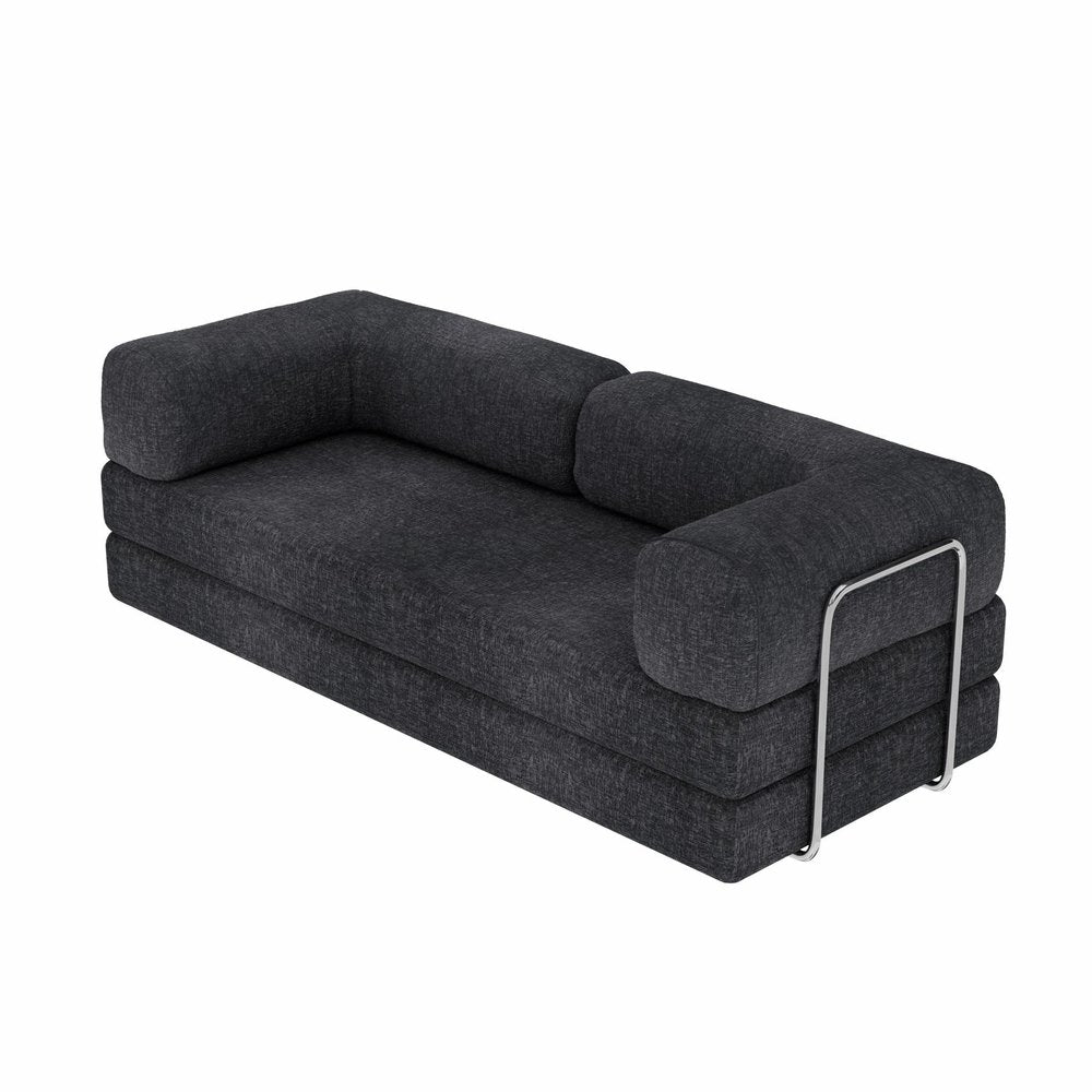 82" Gray Chenille Convertible Futon Sleeper Sofa HomeRoots