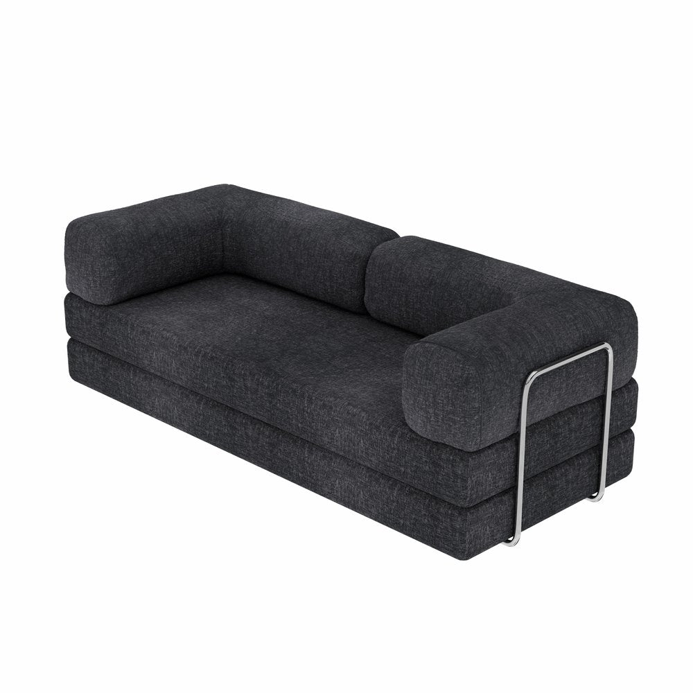 82" Gray Chenille Convertible Futon Sleeper Sofa HomeRoots