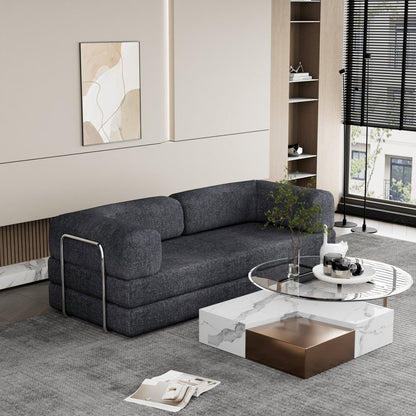 82" Gray Chenille Convertible Futon Sleeper Sofa HomeRoots