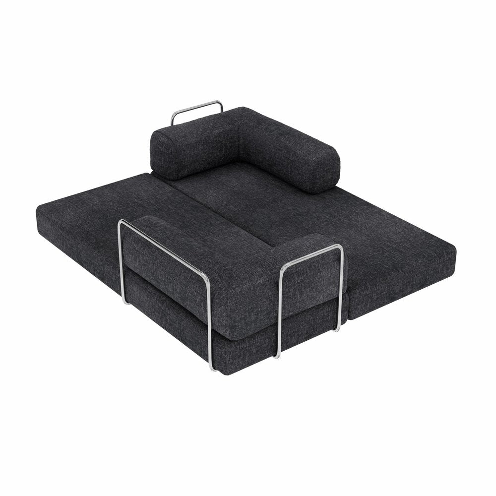 82" Gray Chenille Convertible Futon Sleeper Sofa HomeRoots