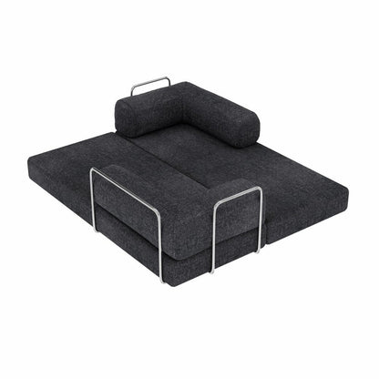 82" Gray Chenille Convertible Futon Sleeper Sofa HomeRoots