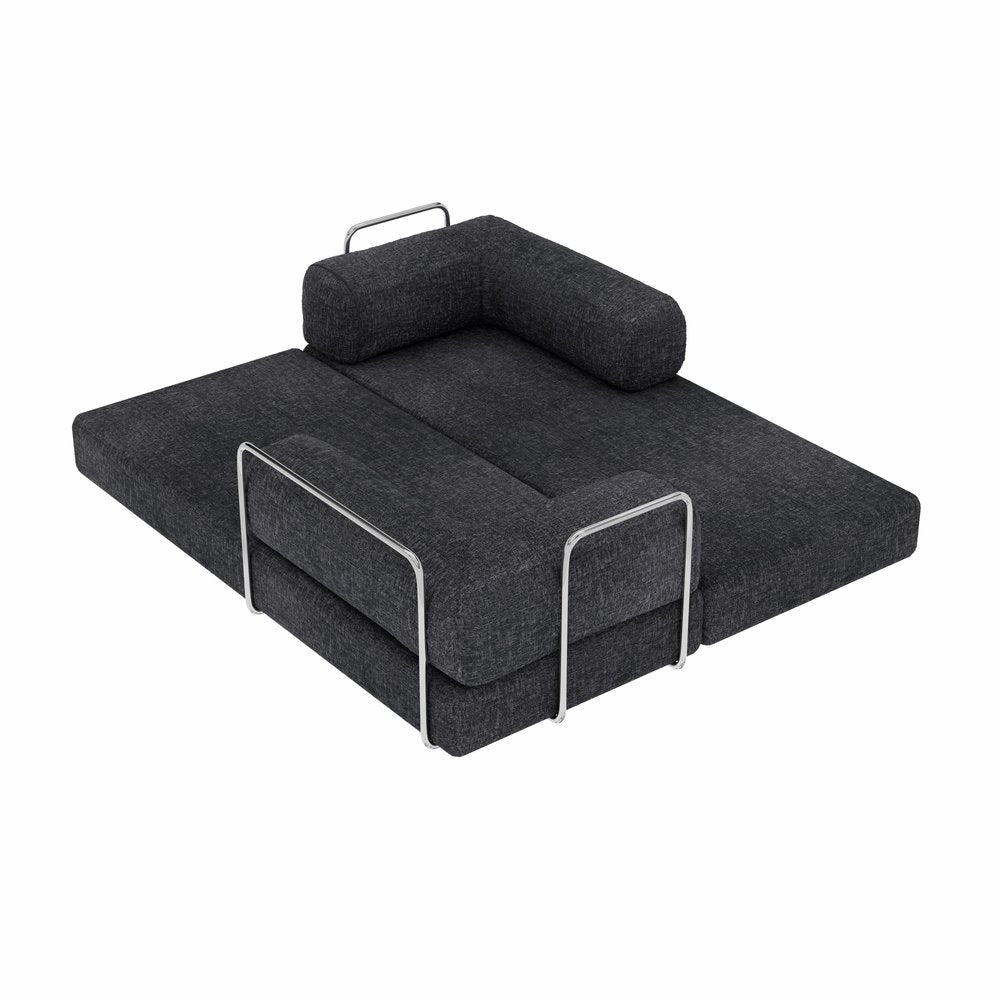82" Gray Chenille Convertible Futon Sleeper Sofa HomeRoots