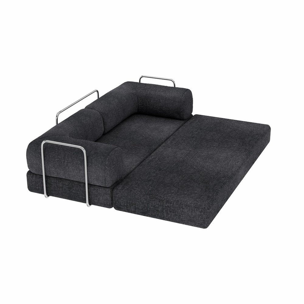 82" Gray Chenille Convertible Futon Sleeper Sofa HomeRoots