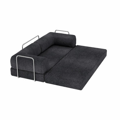 82" Gray Chenille Convertible Futon Sleeper Sofa HomeRoots