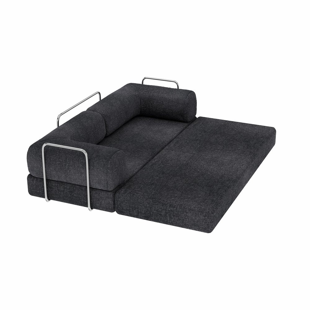 82" Gray Chenille Convertible Futon Sleeper Sofa HomeRoots