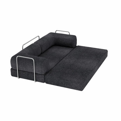 82" Gray Chenille Convertible Futon Sleeper Sofa HomeRoots