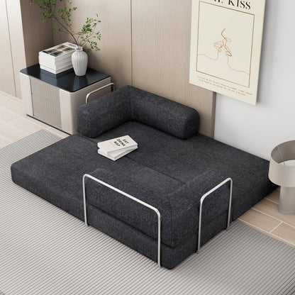 82" Gray Chenille Convertible Futon Sleeper Sofa HomeRoots