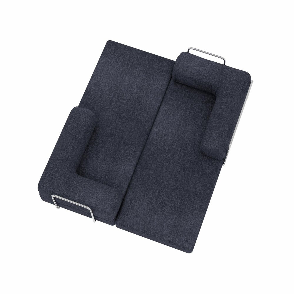 82" Blue Chenille Convertible Futon Sleeper Sofa HomeRoots