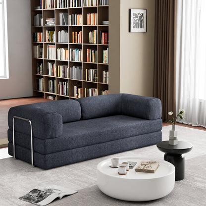 82" Blue Chenille Convertible Futon Sleeper Sofa HomeRoots