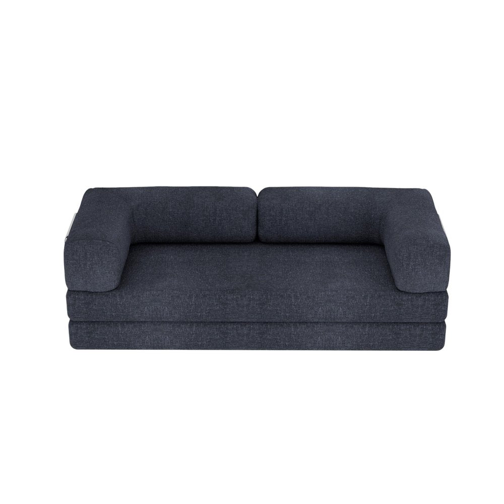 82" Blue Chenille Convertible Futon Sleeper Sofa HomeRoots