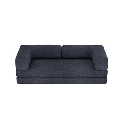 82" Blue Chenille Convertible Futon Sleeper Sofa HomeRoots