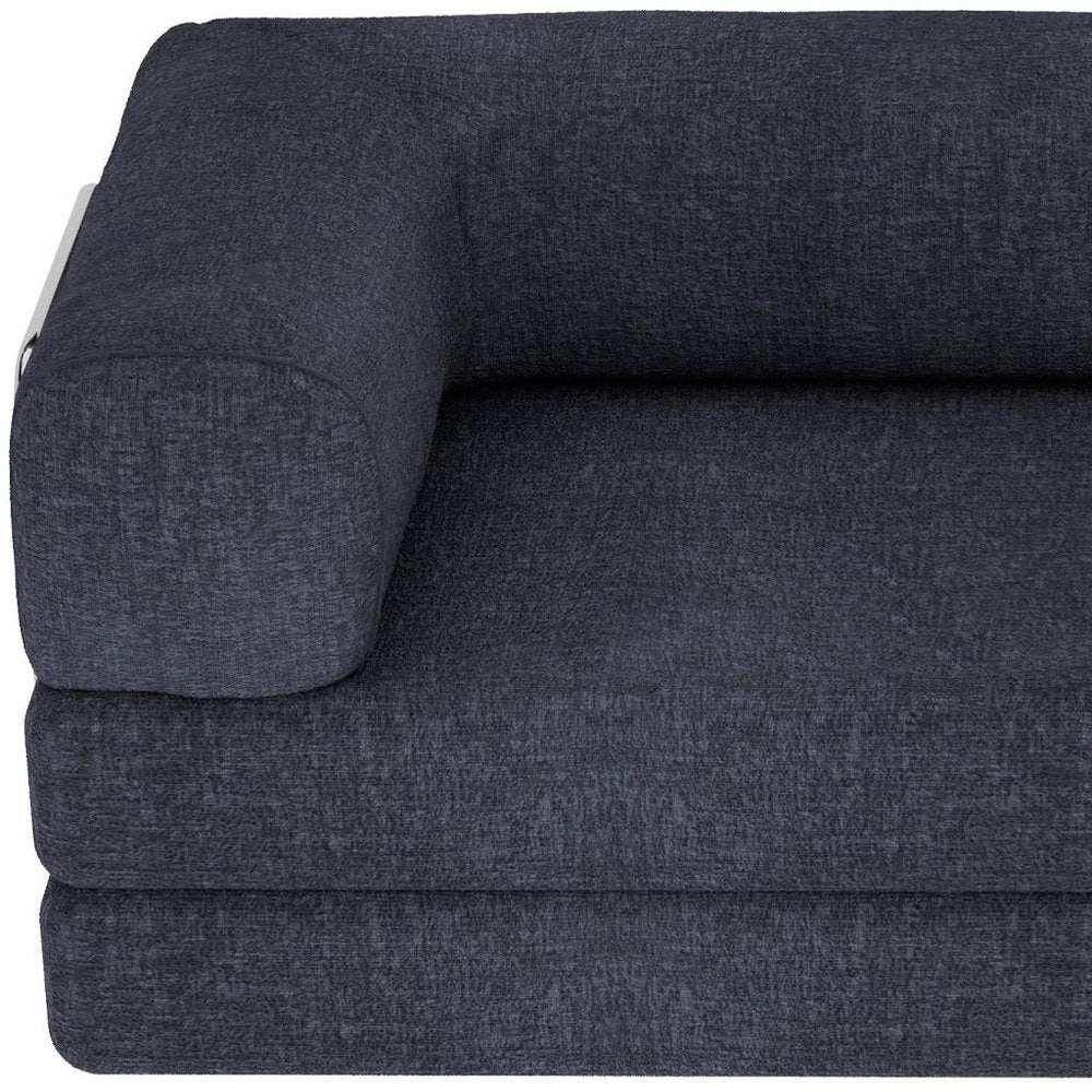 82" Blue Chenille Convertible Futon Sleeper Sofa HomeRoots