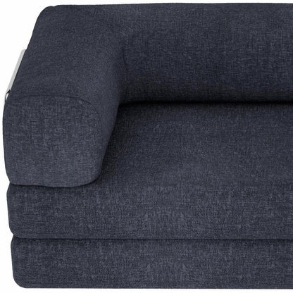 82" Blue Chenille Convertible Futon Sleeper Sofa HomeRoots