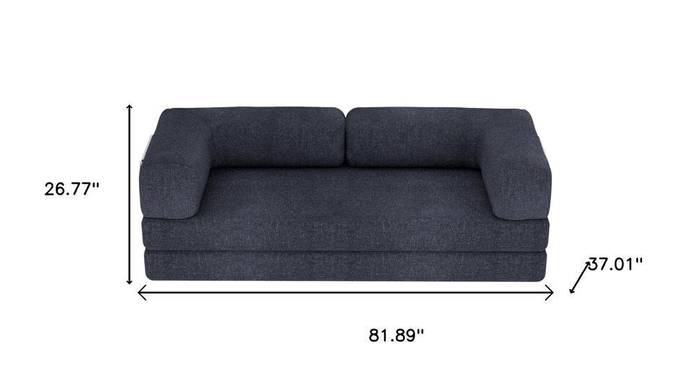 82" Blue Chenille Convertible Futon Sleeper Sofa HomeRoots