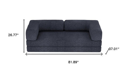 82" Blue Chenille Convertible Futon Sleeper Sofa HomeRoots