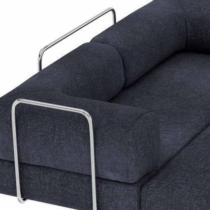 82" Blue Chenille Convertible Futon Sleeper Sofa HomeRoots