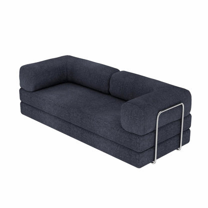 82" Blue Chenille Convertible Futon Sleeper Sofa HomeRoots