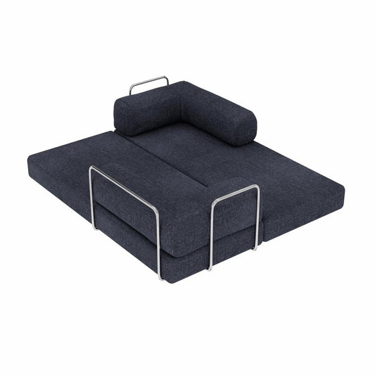 82" Blue Chenille Convertible Futon Sleeper Sofa HomeRoots