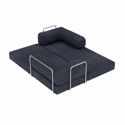 82" Blue Chenille Convertible Futon Sleeper Sofa HomeRoots