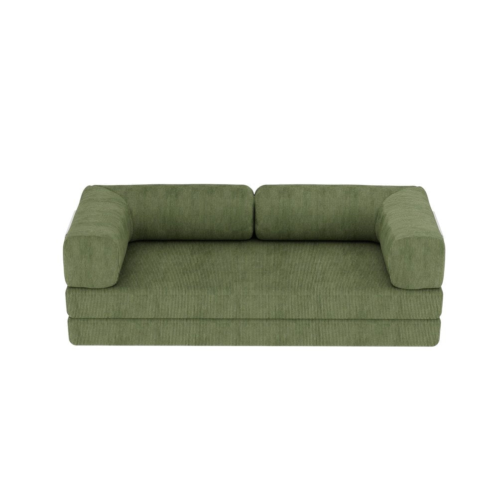 82" Green Corduroy Convertible Futon Sleeper Sofa HomeRoots