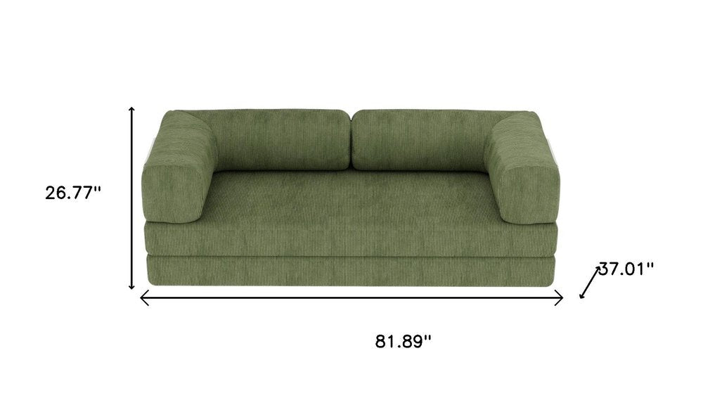 82" Green Corduroy Convertible Futon Sleeper Sofa HomeRoots