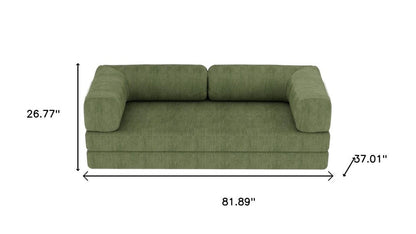 82" Green Corduroy Convertible Futon Sleeper Sofa HomeRoots