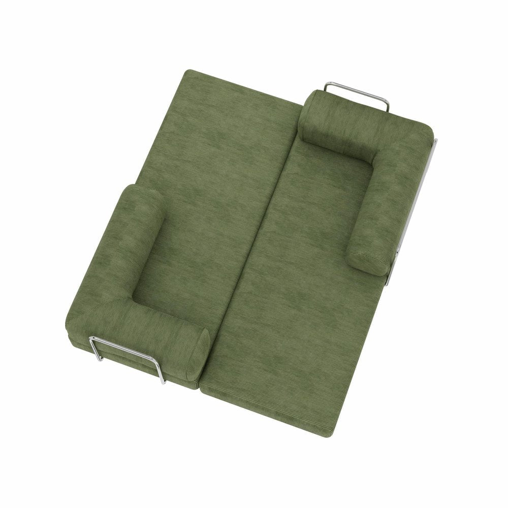 82" Green Corduroy Convertible Futon Sleeper Sofa HomeRoots
