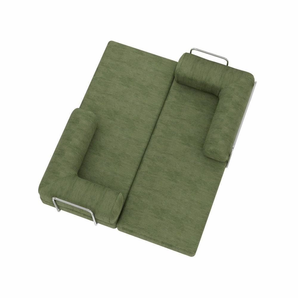 82" Green Corduroy Convertible Futon Sleeper Sofa HomeRoots
