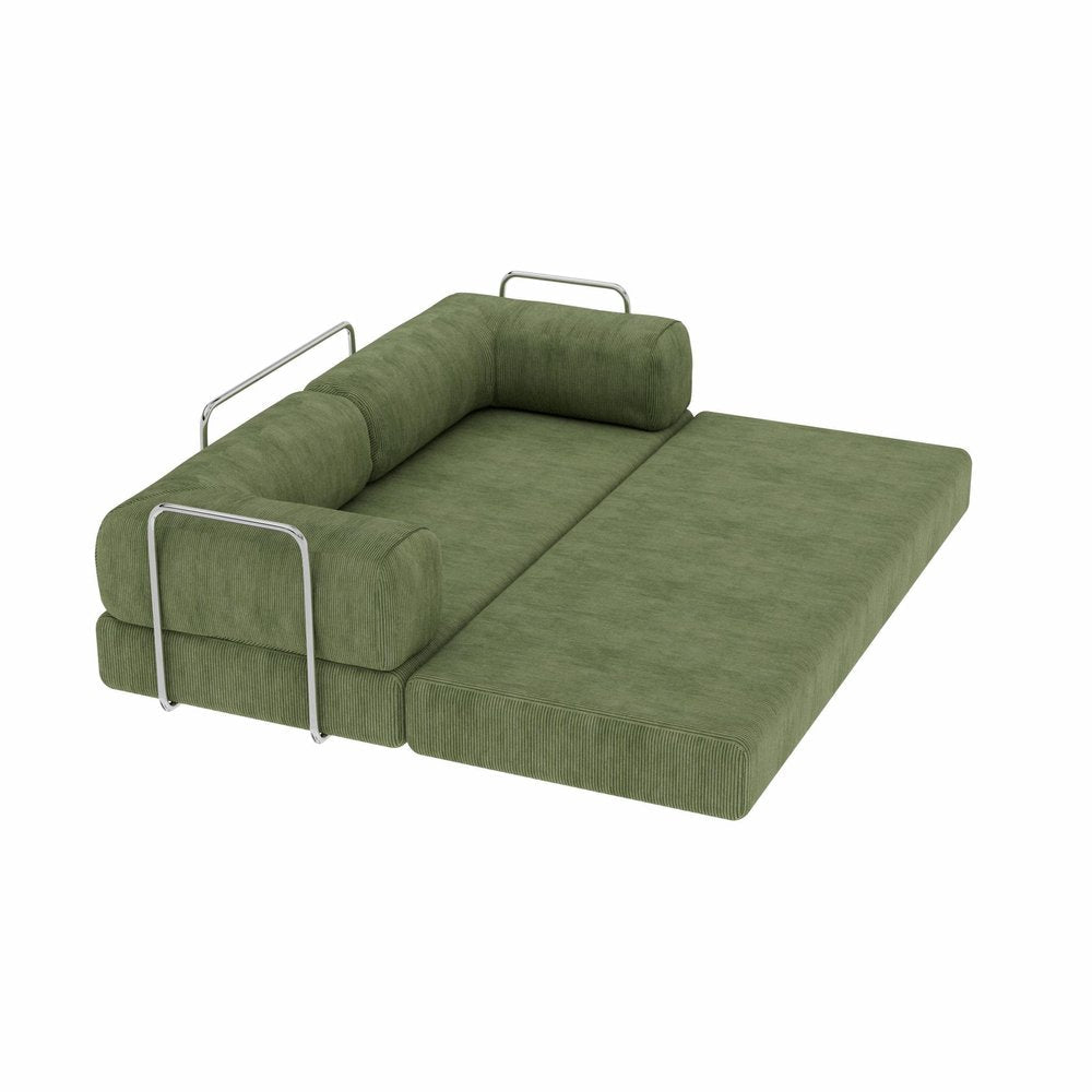 82" Green Corduroy Convertible Futon Sleeper Sofa HomeRoots