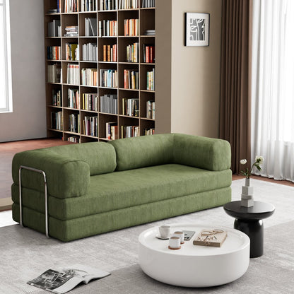 82" Green Corduroy Convertible Futon Sleeper Sofa HomeRoots
